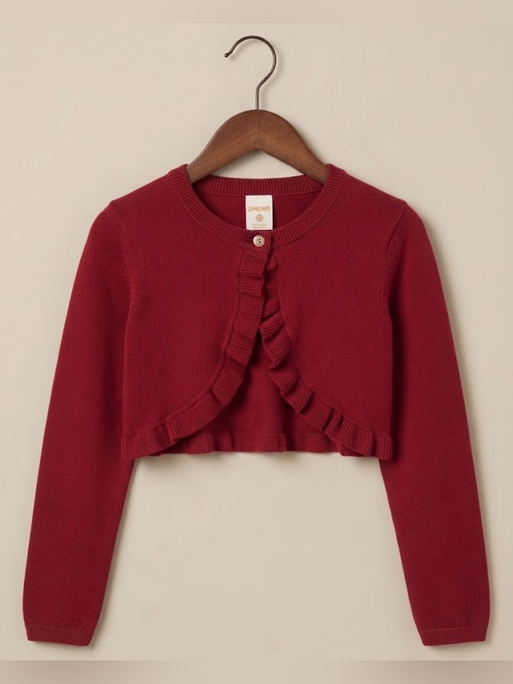 Gymboree | Red Ruffle Hem Gold Button Cardigan | 7